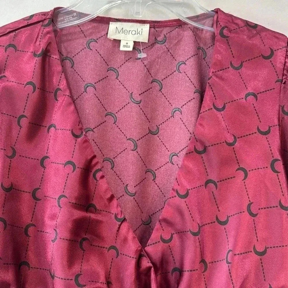 Meraki Juniors Long Sleeve Deep Plunge Neck Blouse - Size S - Picture 5 of 12